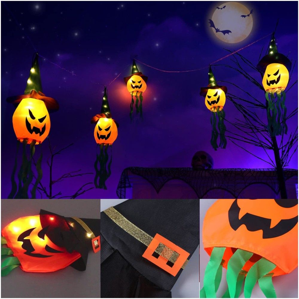 Doodle Kiddo - Witch Hat LED Pumpkin Lantern Lights - Pack of 5