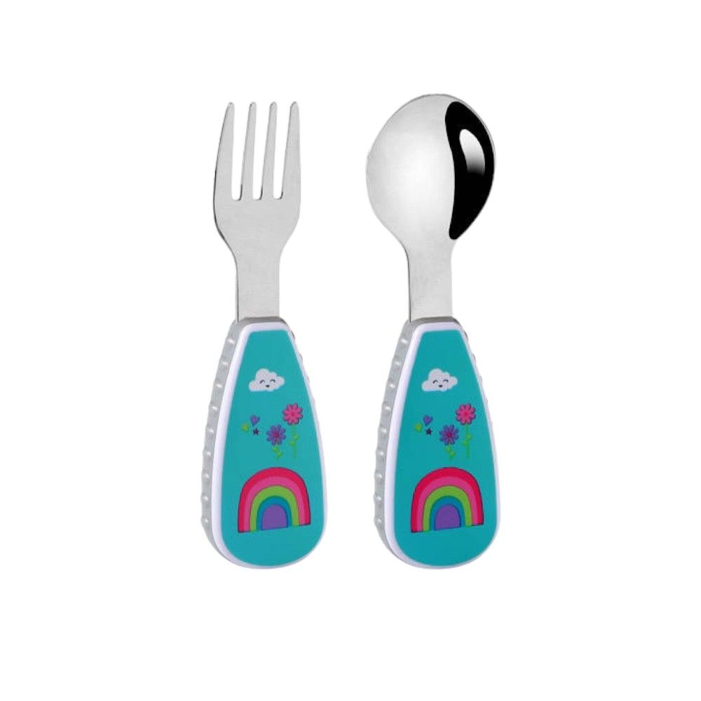 Doodle Kiddo - Kids Cutlery Set With Case - Rainbow - 2pcs