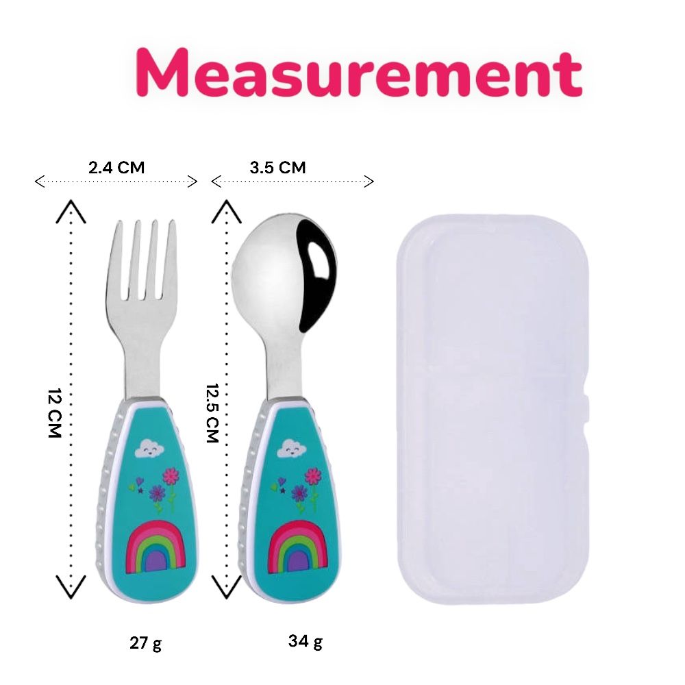 Doodle Kiddo - Kids Cutlery Set With Case - Rainbow - 2pcs