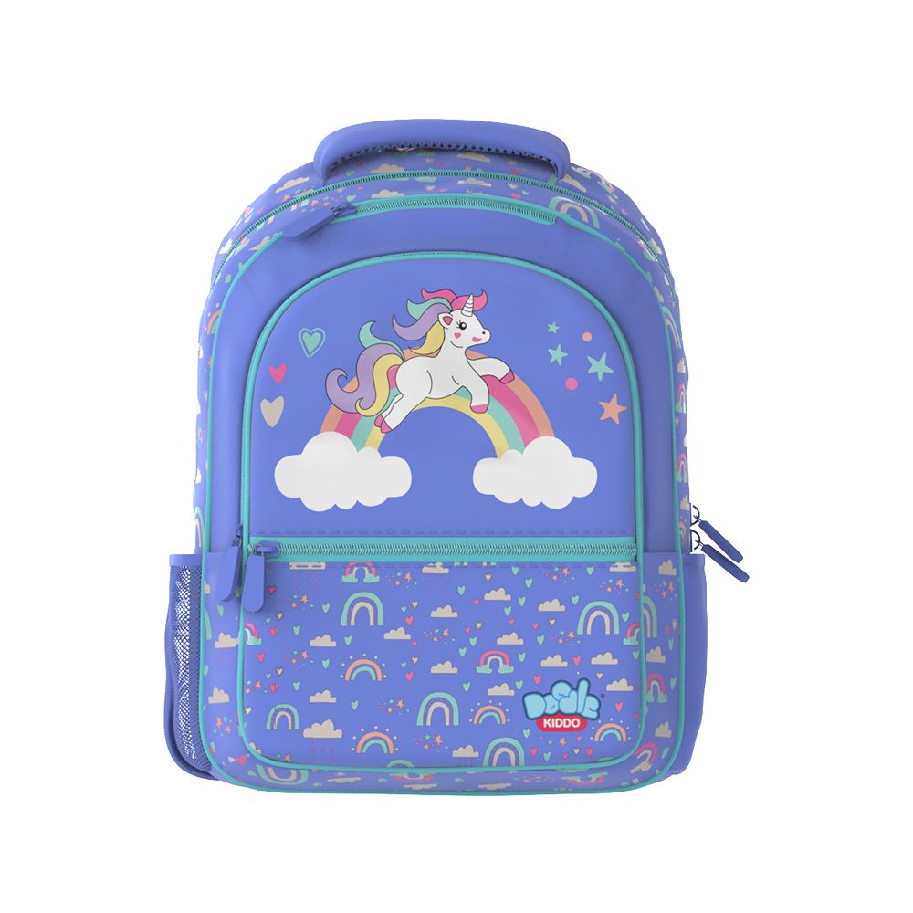 Doodle Kiddo - Unicorn Themed School Backpack - Purple - 16.5-inch