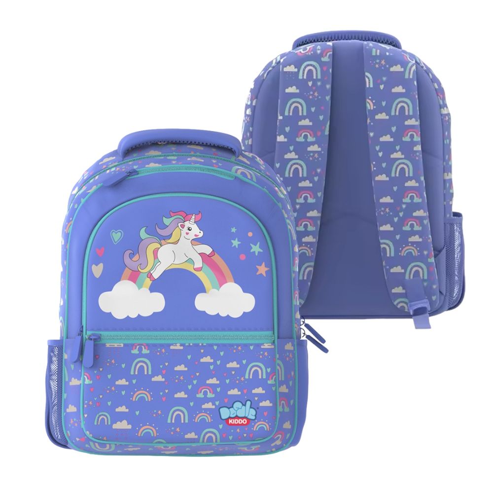 Doodle Kiddo - Unicorn Themed School Backpack - Purple - 16.5-inch