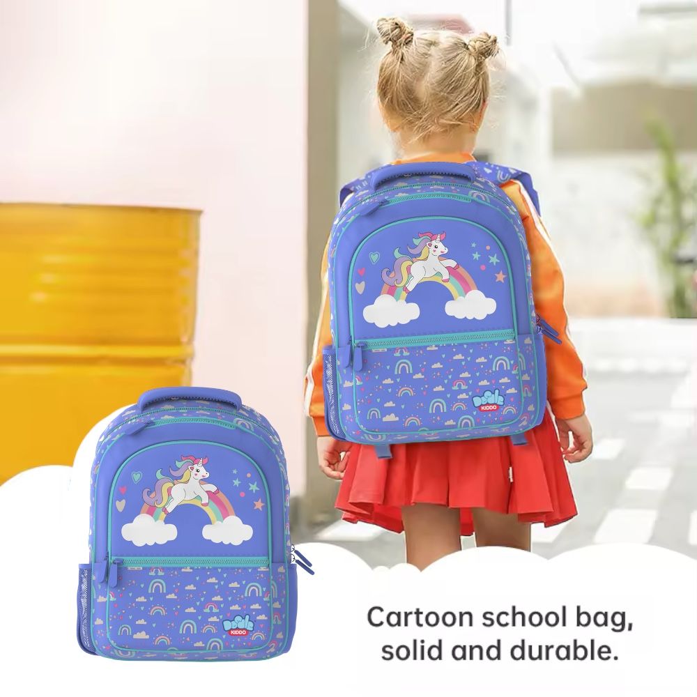 Doodle Kiddo - Unicorn Themed School Backpack - Purple - 16.5-inch