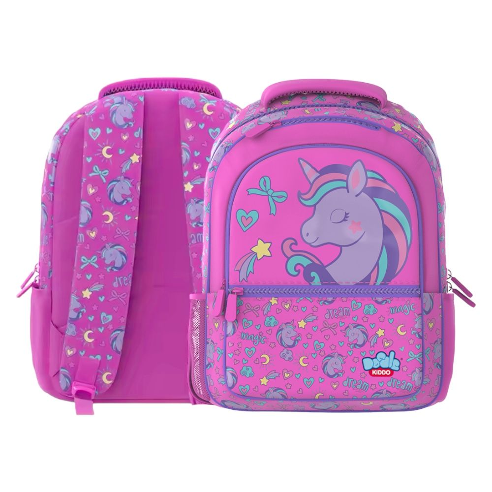 Doodle Kiddo - Unicorn Themed School Backpack - Pink - 16.5-inch