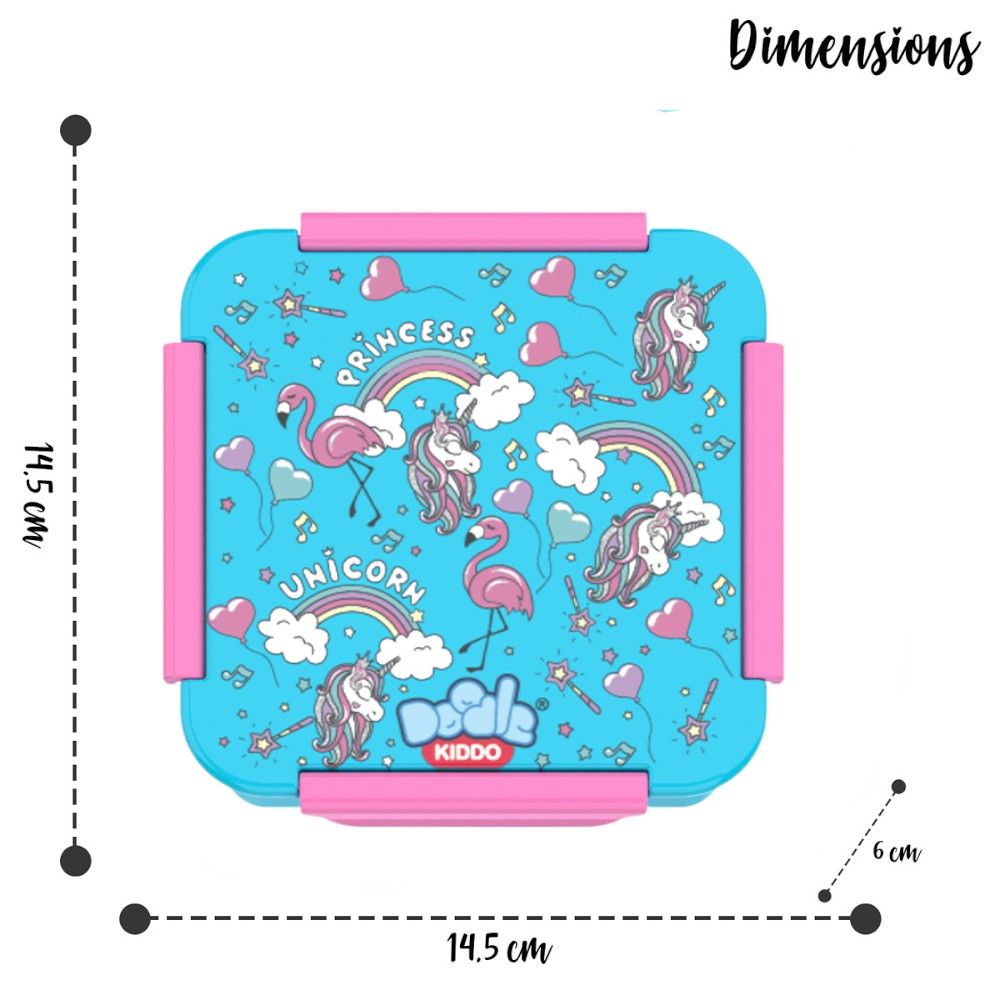 Doodle Kiddo - Unicorn Themed Lunch Box - Blue