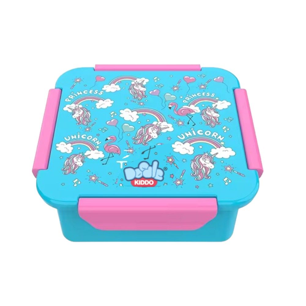 Doodle Kiddo - Unicorn Themed Lunch Box - Blue