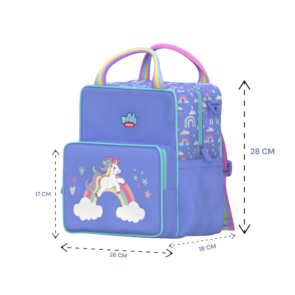 Doodle Kiddo - 2-in-1 Unicorn Backpack Lunch Bag - Purple