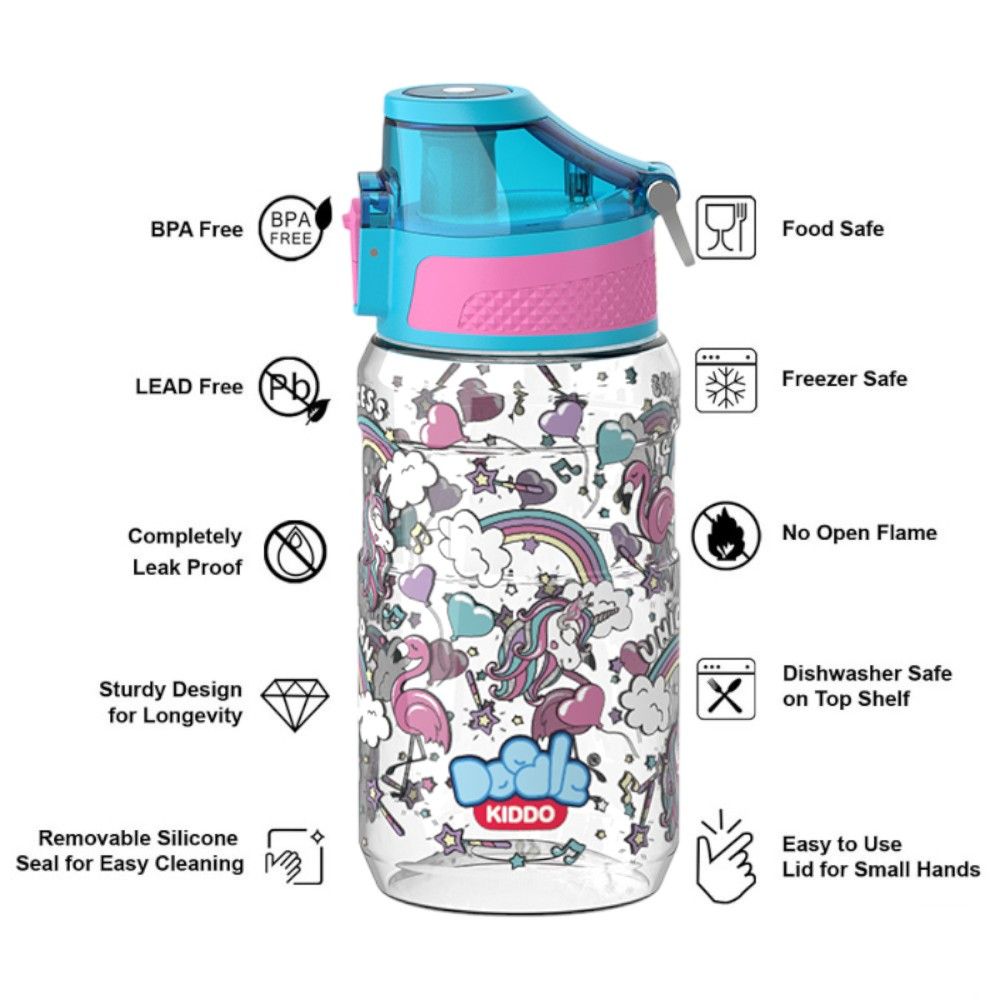 Doodle Kiddo - Plastic Water Bottle - Unicorn - 540 ml