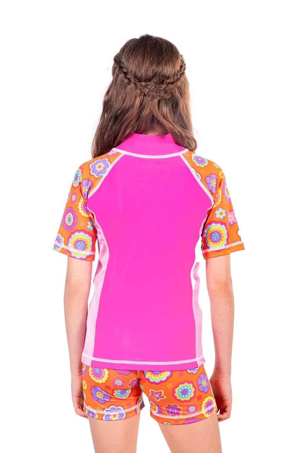 Coega Sunwear - Girl's Short Sleeves Rash Guard - Pink Orange Groovy