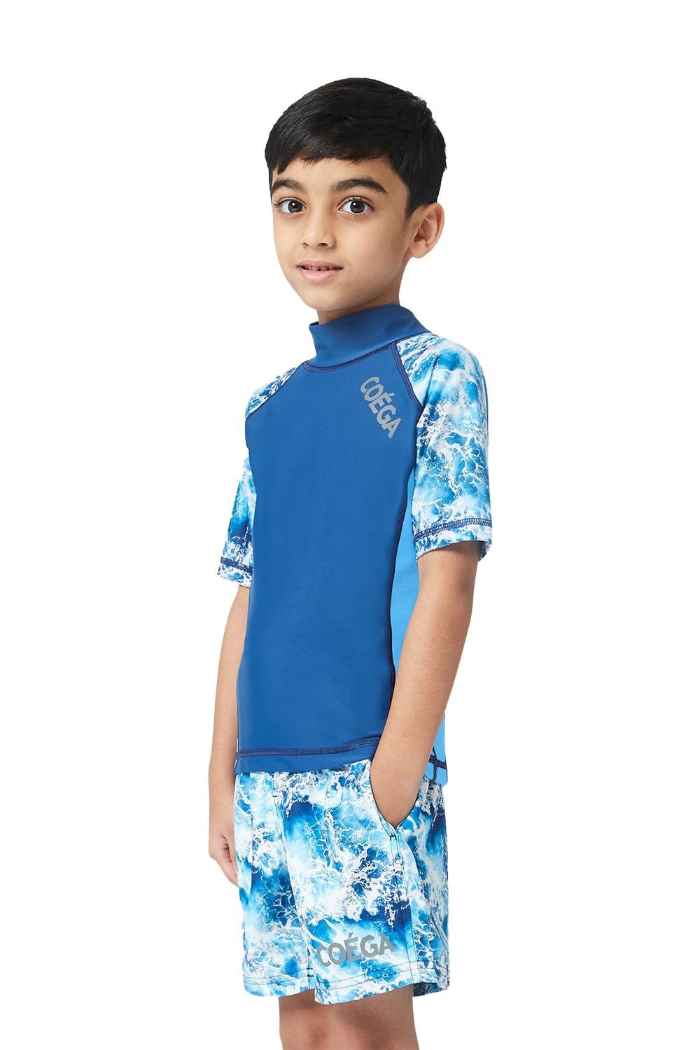 Coega Sunwear - Boys Short Sleeve Rashguard - Navy Waves