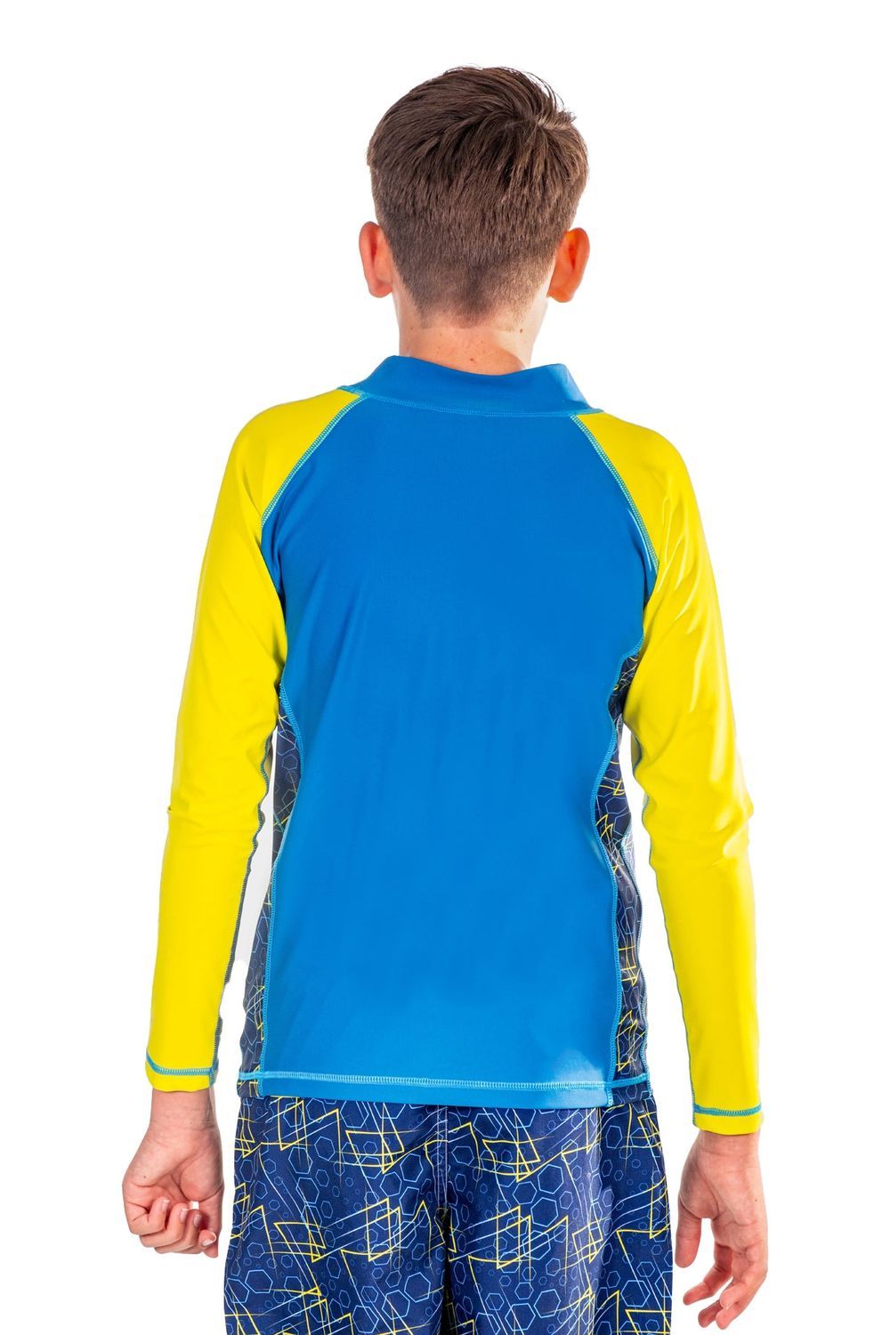 Coega Sunwear - Boy's Long Sleeve Rashguard - Navy Geometric