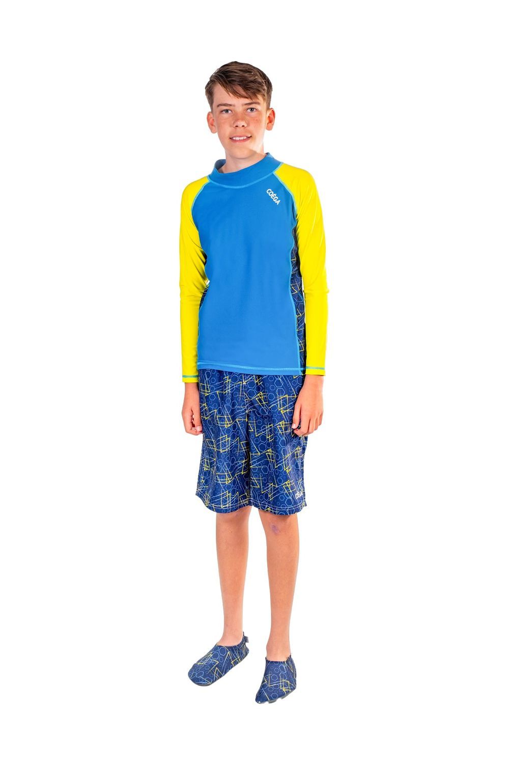 Coega Sunwear - Boy's Long Sleeve Rashguard - Navy Geometric