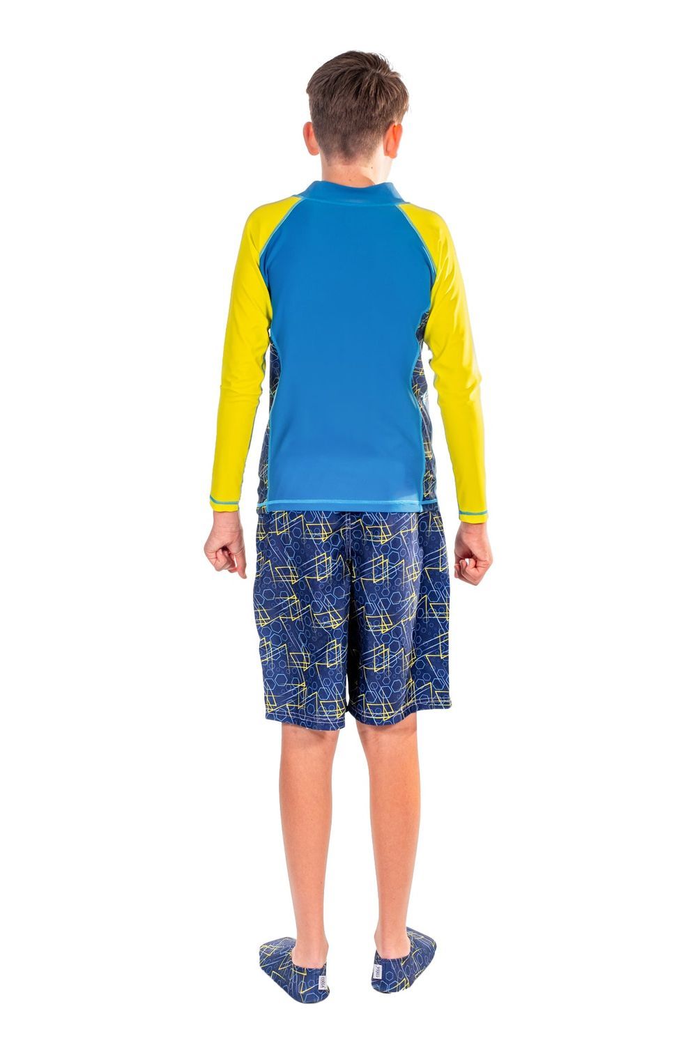 Coega Sunwear - Boy's Long Sleeve Rashguard - Navy Geometric