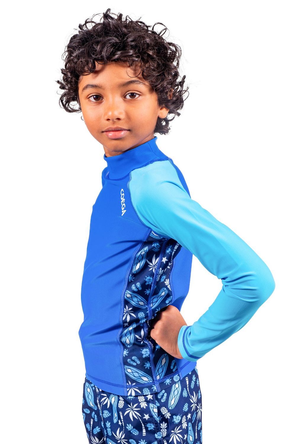 Coega Sunwear - Boy's Long Sleeve Rashguard - Navy Blue Surf