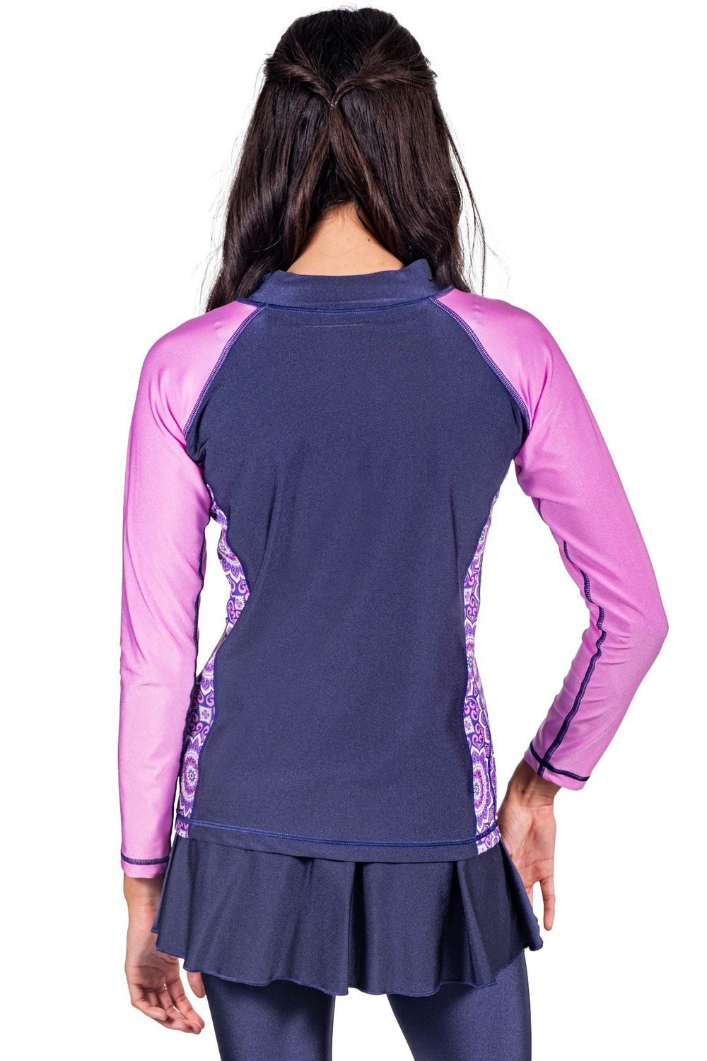 Coega Sunwear - Girl's Long Sleeves Rash Guard - Blue Pink Mandala