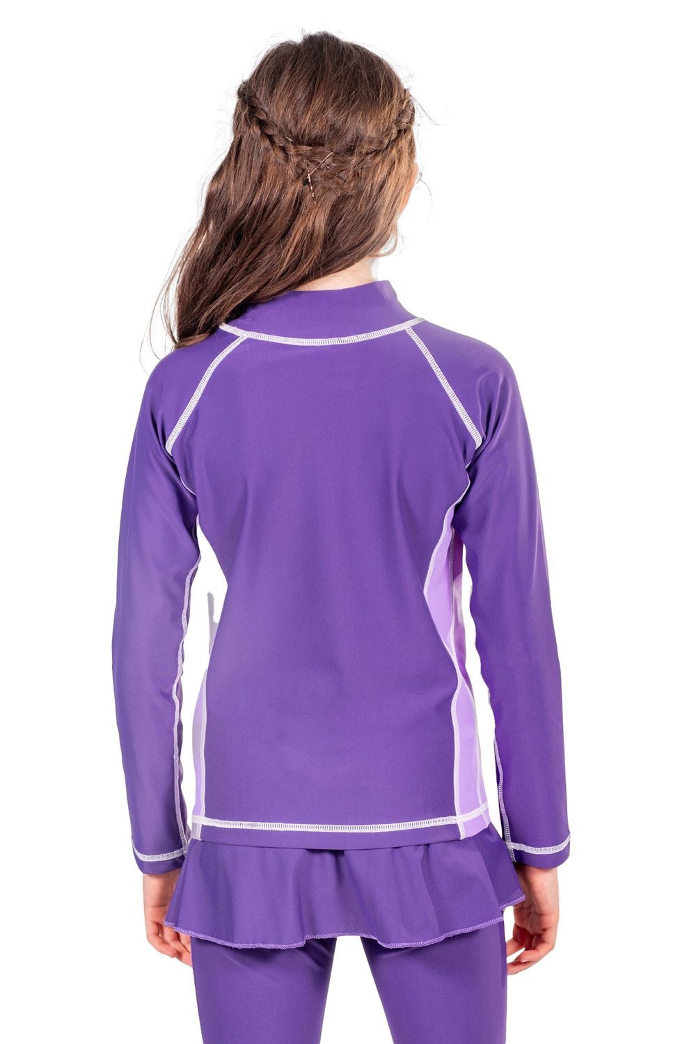 Coega Sunwear - Girl's Long Sleeves Rash Guard - Purple Blue Tropical