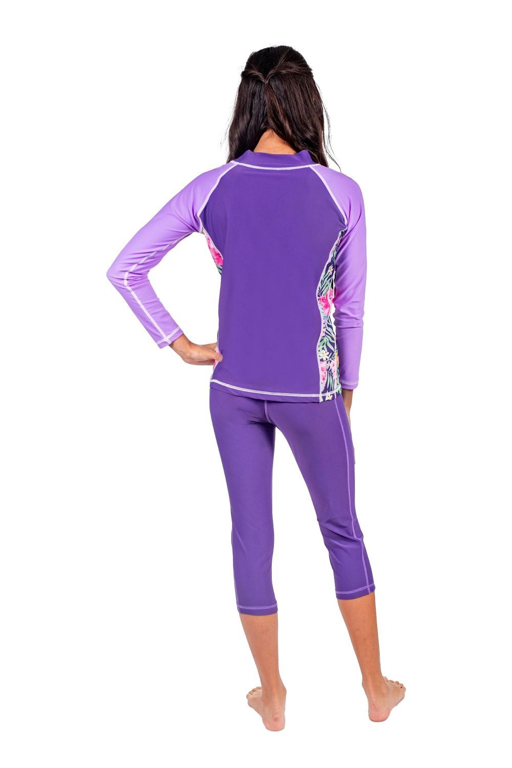 Coega Sunwear - Girl's Swim Tights - Purple Blue Tropical