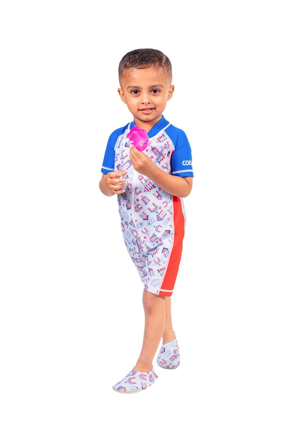 COEGA Sunwear - Beach Huts Designed Boys Suit - Blue