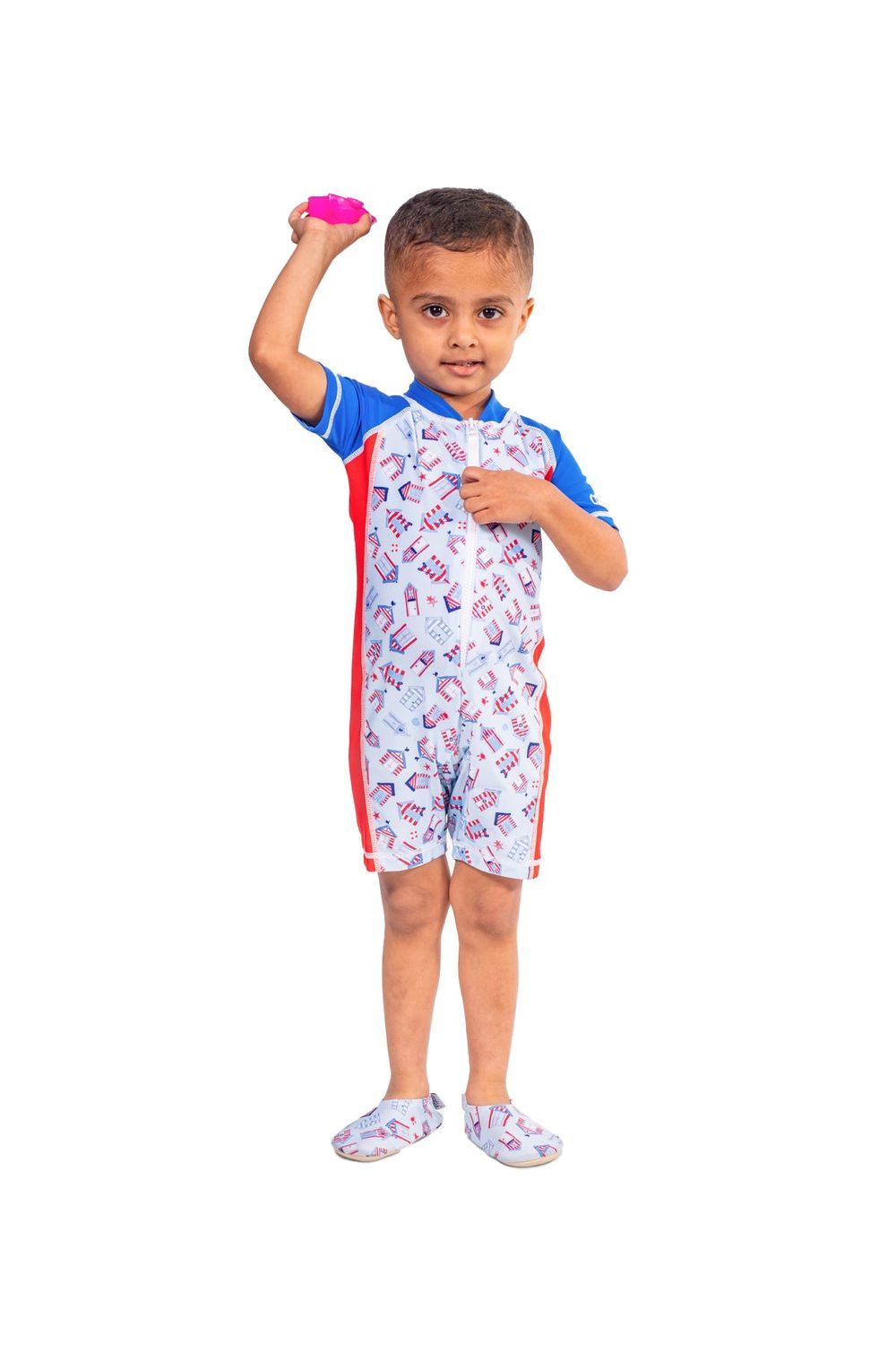 COEGA Sunwear - Beach Huts Designed Boys Suit - Blue