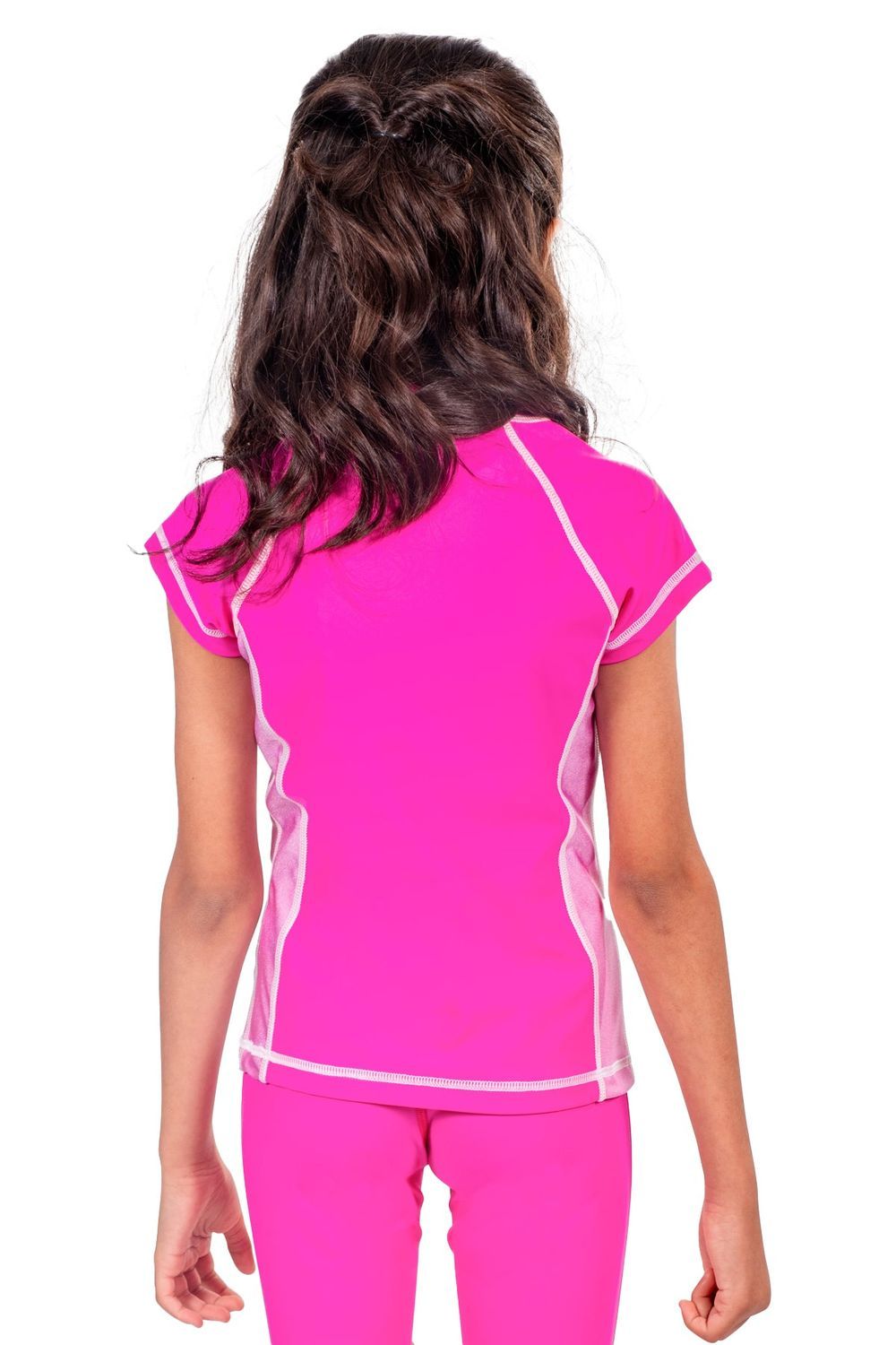 Coega Sunwear - Girl's Cap Sleeves Rash Guard - Pink Orange Groovy