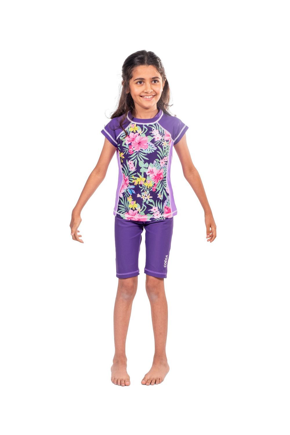 Coega Sunwear - Girl's Swim Shorts - Purple Blue Tropical