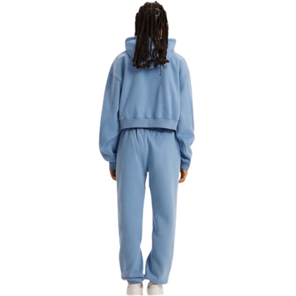 Mei Stylish - Women's Long Sleeve Cropped Pullover Hoodie - Blue