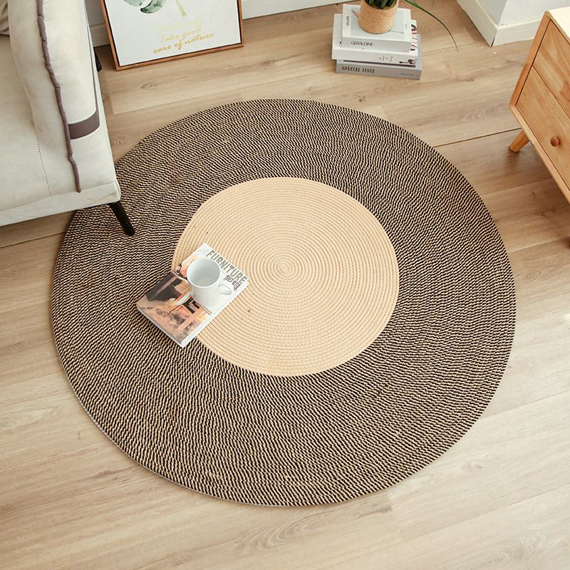 Mei Stylish - Hand Woven Jute Tassel Round Rug - Brown - 80cm