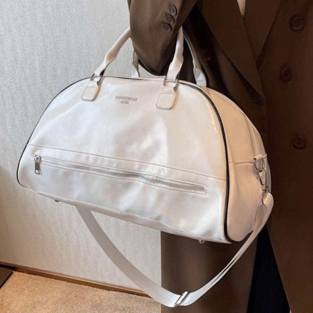 Mei Stylish - Gym Duffle Bag With Shoulder Strap - White