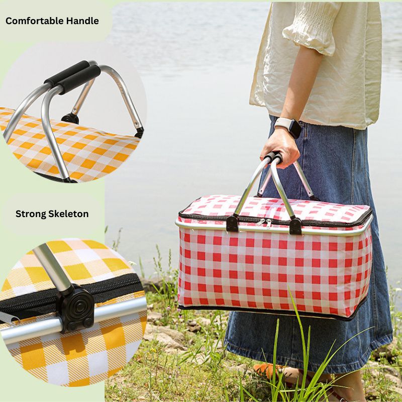 Mei Stylish - Foldable Multifunction Picnic Storage Basket - Grey