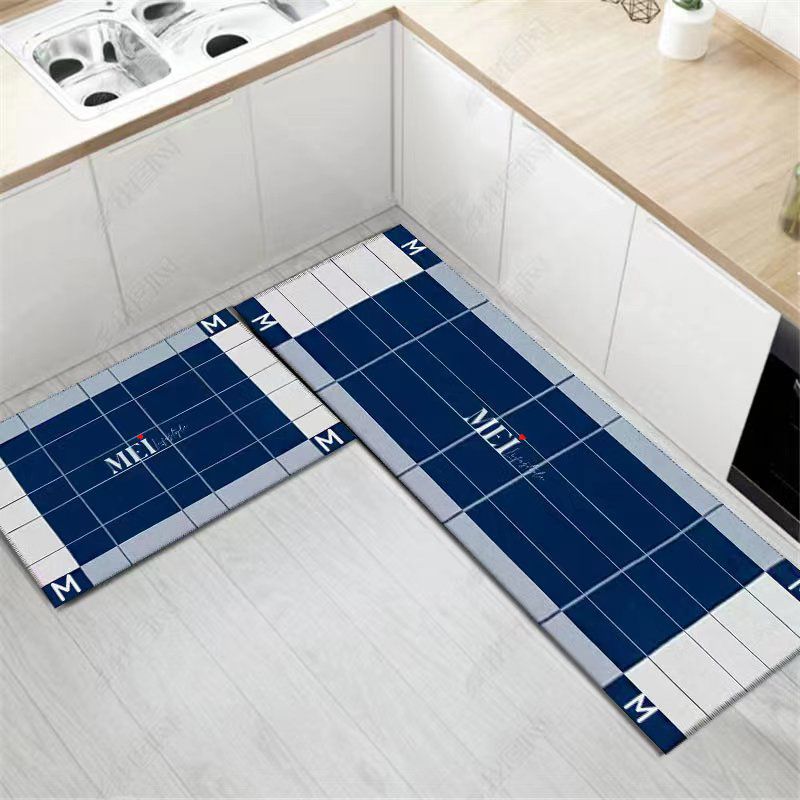 Mei Stylish - Non Slip Bottom Kitchen Mats - Blue - Pack of 2