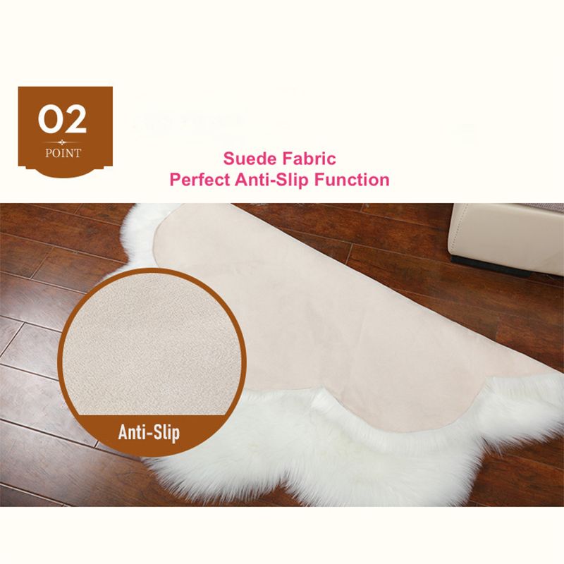 Mei Stylish - Soft Rabbit Fur Round Room Mat - Black - 80cm