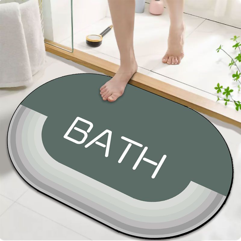 Mei Stylish - Diatom Mud Anti Slip Bath Printed Bathroom Mat - Light Green/Grey - 50x80cm