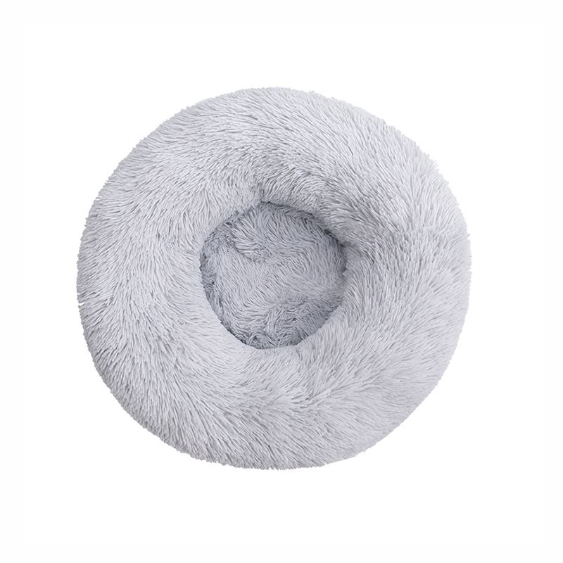 Mei Stylish - Round Cat & Dog Pet Bed Comfortable Plush Ultra Soft Cushion - Silver