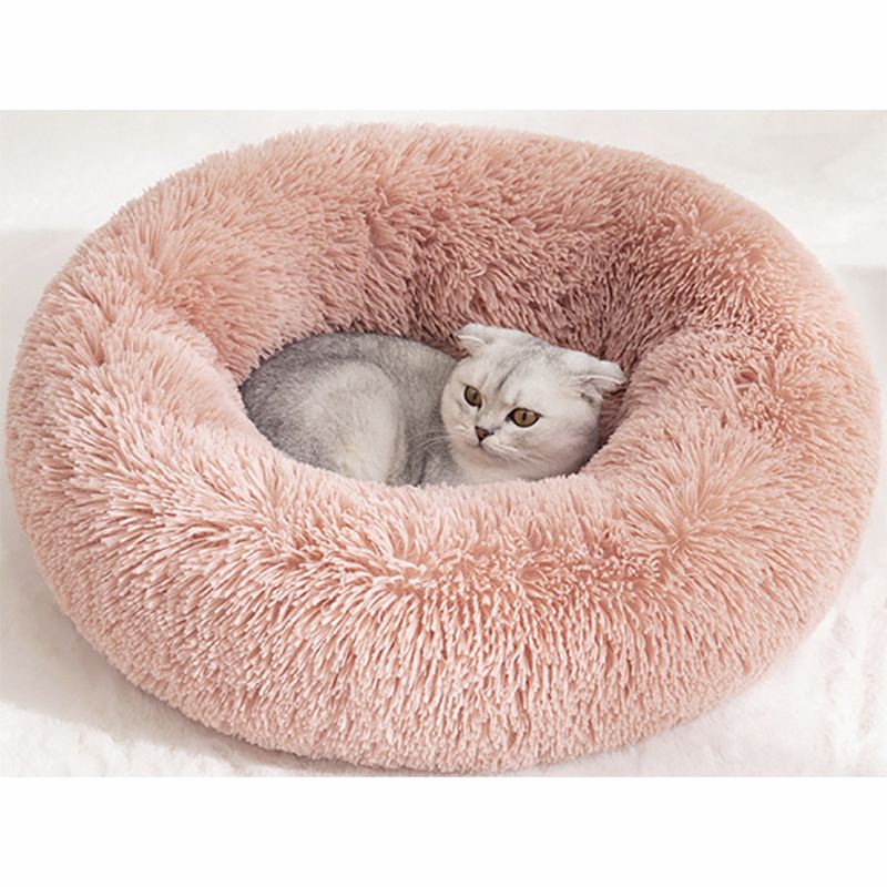 Mei Stylish - Round Cat & Dog Pet Bed Comfortable Plush - Pink