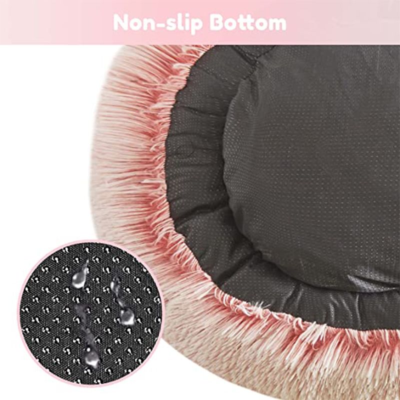 Mei Stylish - Round Cat & Dog Pet Bed Comfortable Plush - Pink