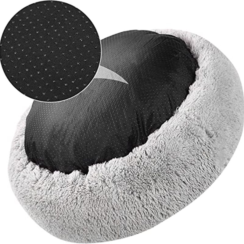 Mei Stylish - Round Cat & Dog Pet Bed Comfortable Plush - Light Grey