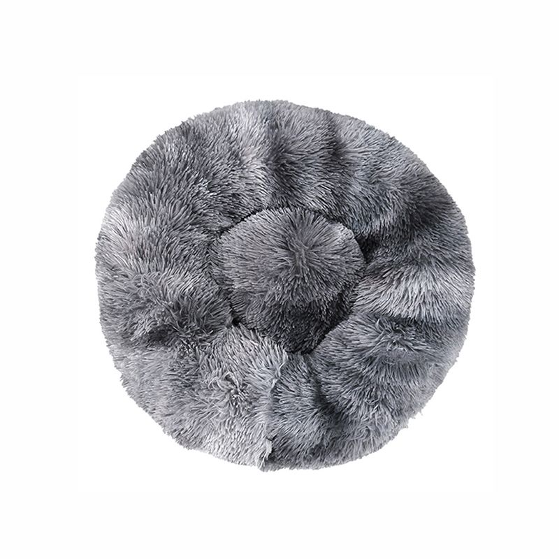 Mei Stylish - Round Cat & Dog Comfortable Plush Ultra Soft Cushion Pet Bed - Dark Grey