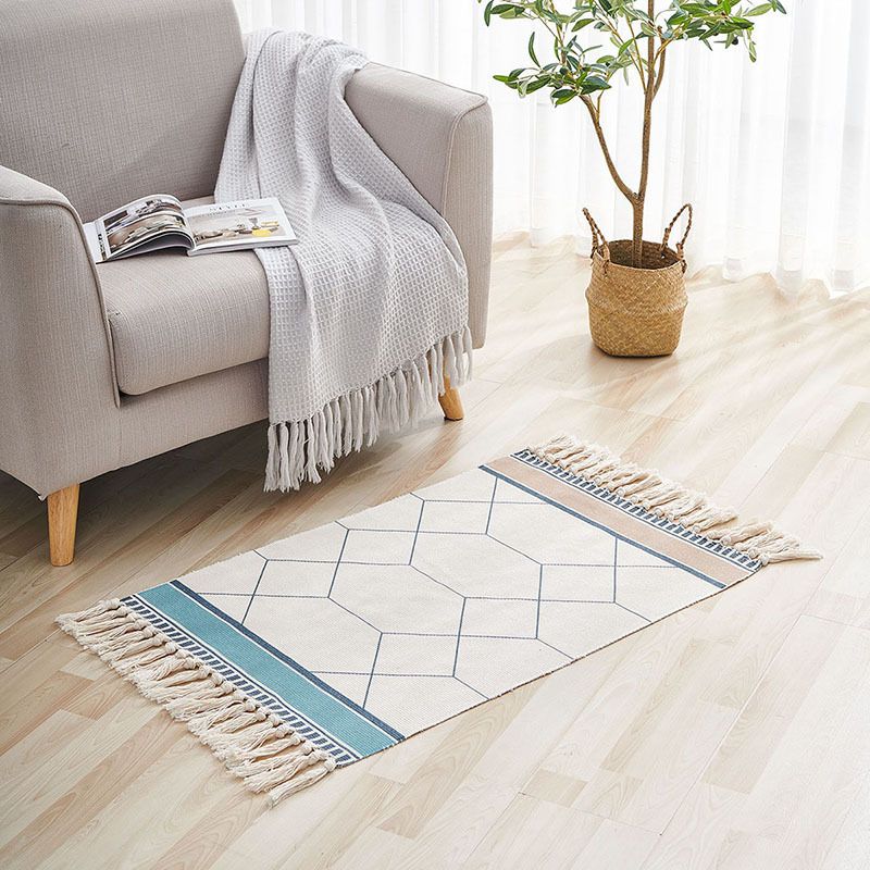 Mei Stylish - Ethnic Style Handwoven Tassel Carpet - White - 60x90cm