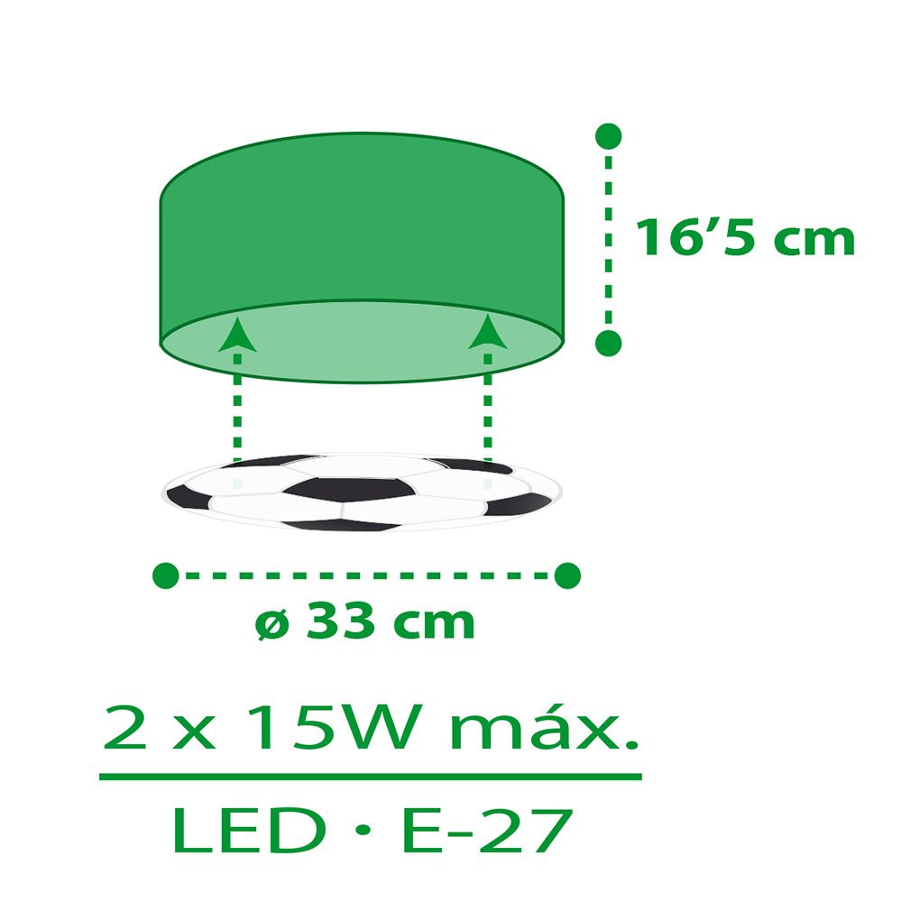 ChildrenLighting - Football Childrens Ceiling Lamp - Green