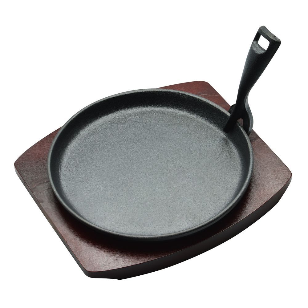 Kitchen Master - Round Sizzle Tray With Holder - Black - 22 cm