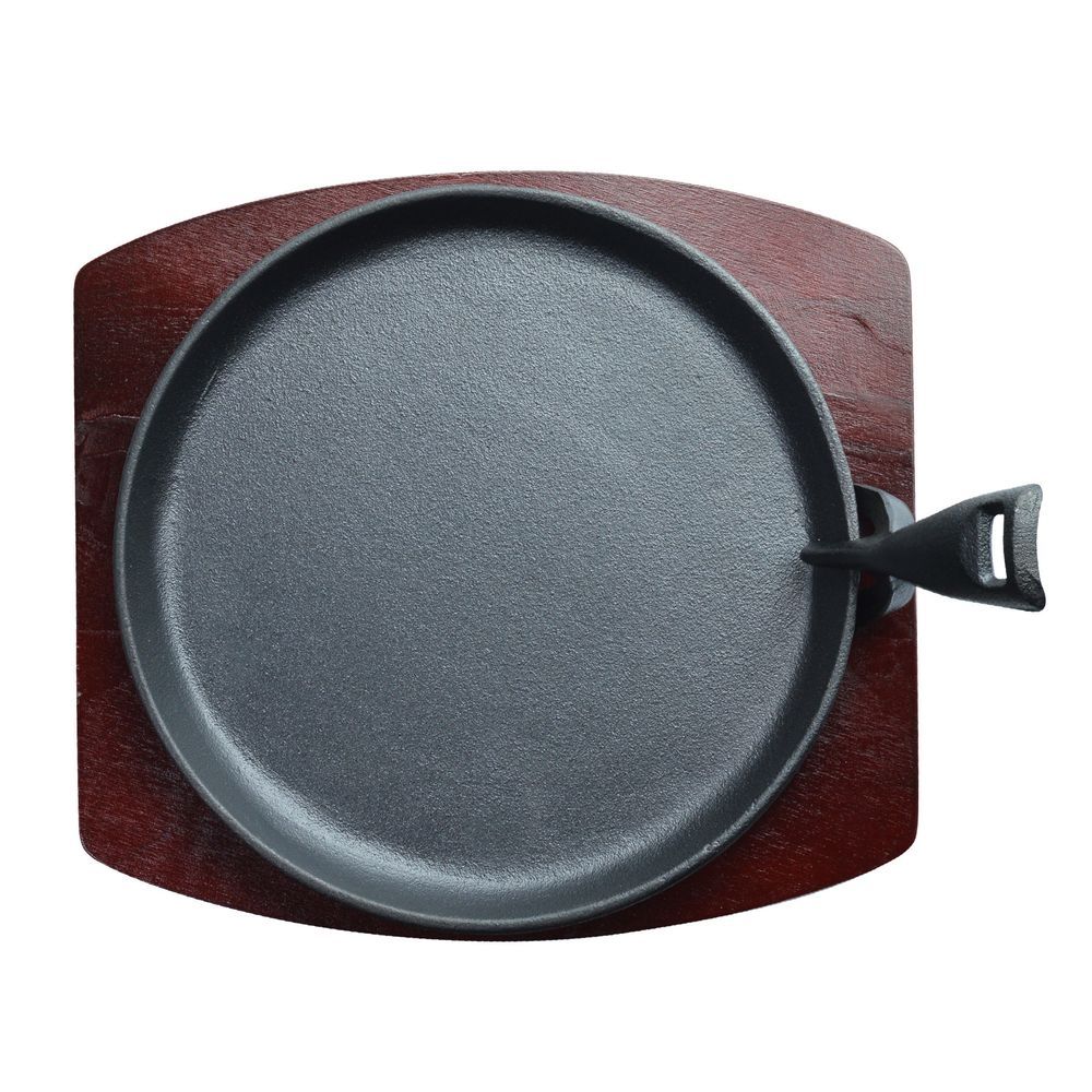 Kitchen Master - Round Sizzle Tray With Holder - Black - 22 cm