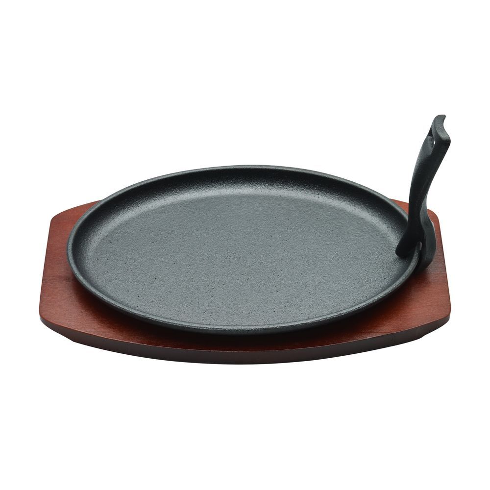 Kitchen Master - Oval Sizzler Tray With Holder - Black - Large