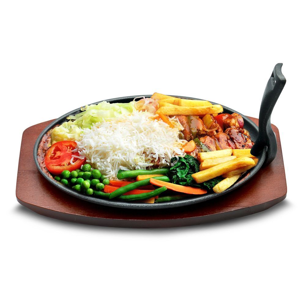 Kitchen Master - Oval Sizzler Tray With Holder - Black - Large