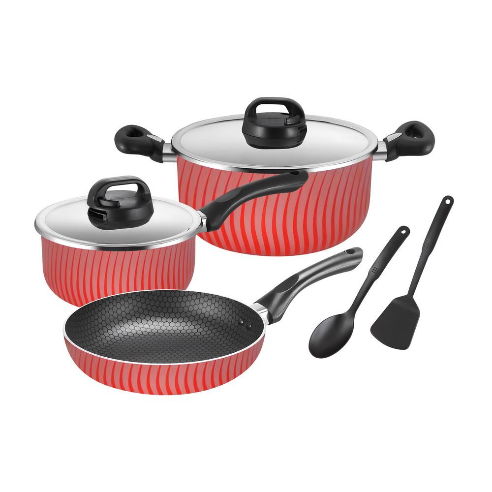 Kitchen Master - Cookware Set - Red - 7 Pcs