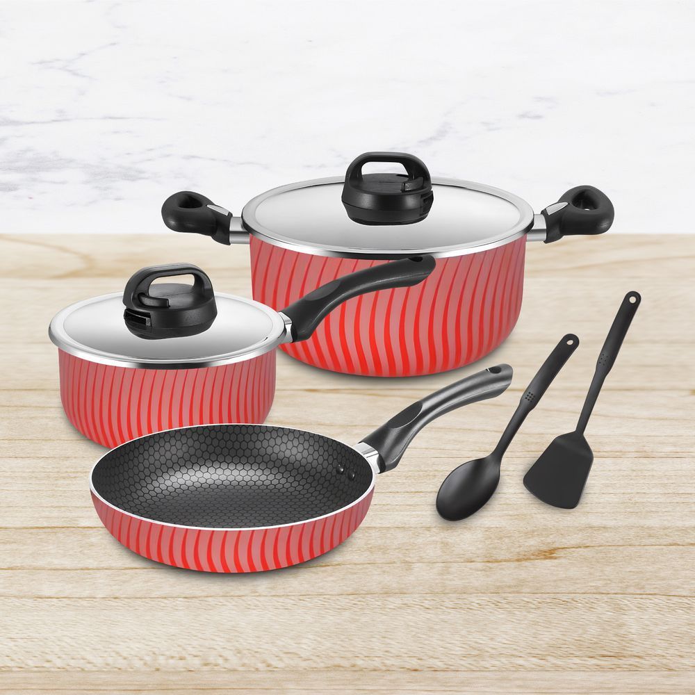 Kitchen Master - Cookware Set - Red - 7 Pcs