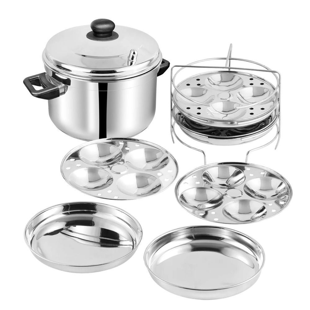 Vinod - Stainless Steel Multipurpose Pot With 3 Idly Stand - Silver