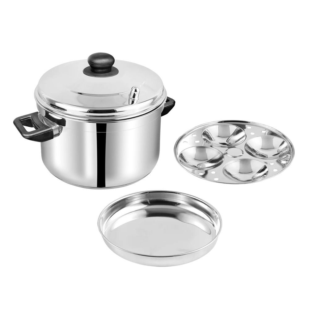 Vinod - Stainless Steel Multipurpose Pot With 3 Idly Stand - Silver