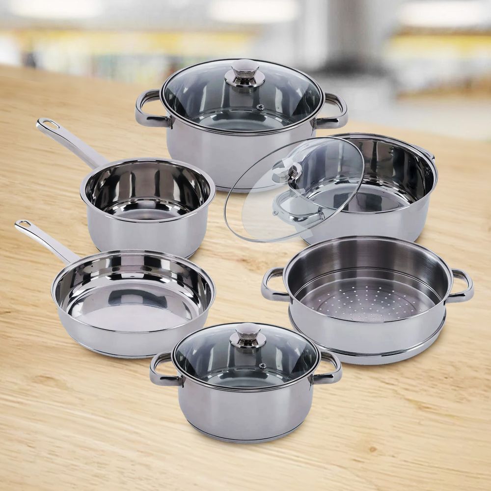 Vinod - Stainless Steel Cookware Set - Silver - 9 Pcs