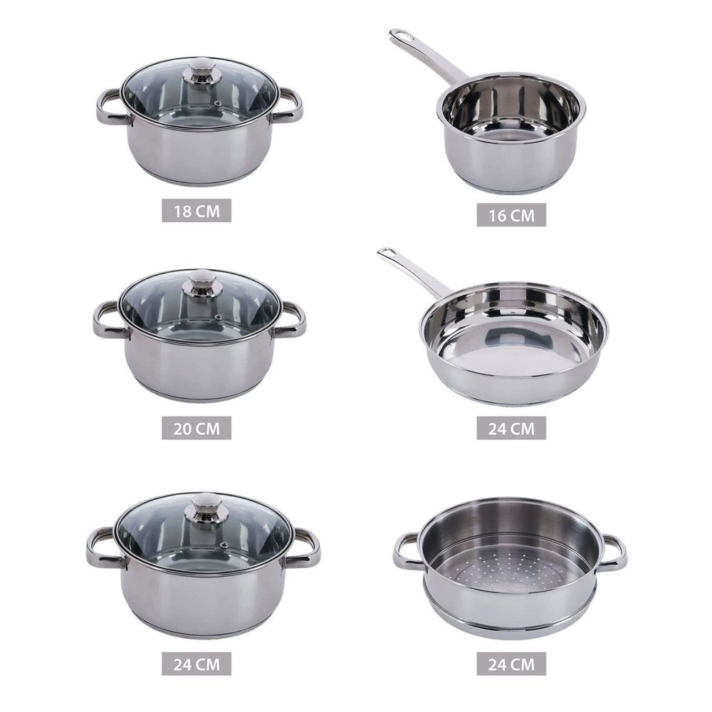 Vinod - Stainless Steel Cookware Set - Silver - 9 Pcs