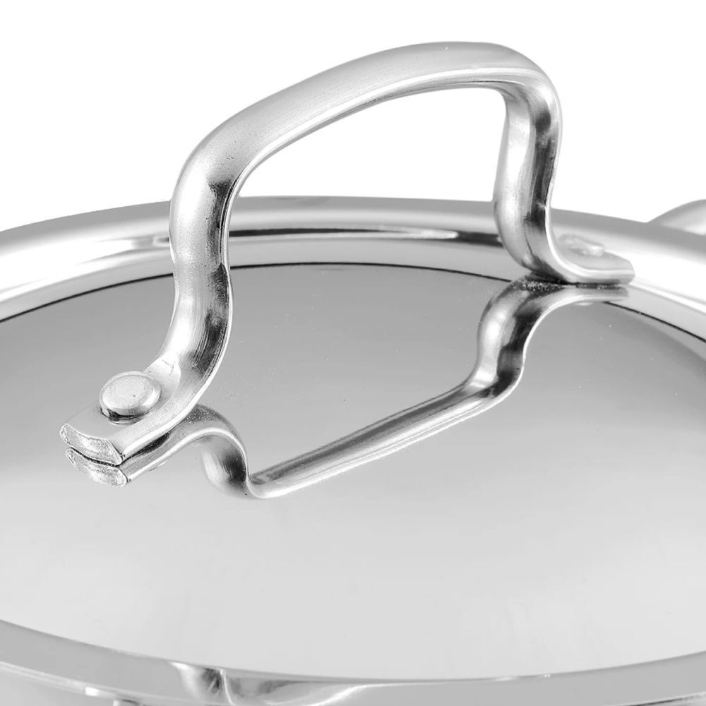 Vinod - Platinum Triply Stainless Steel Extra Deep kadai With Lid - 1.2 L