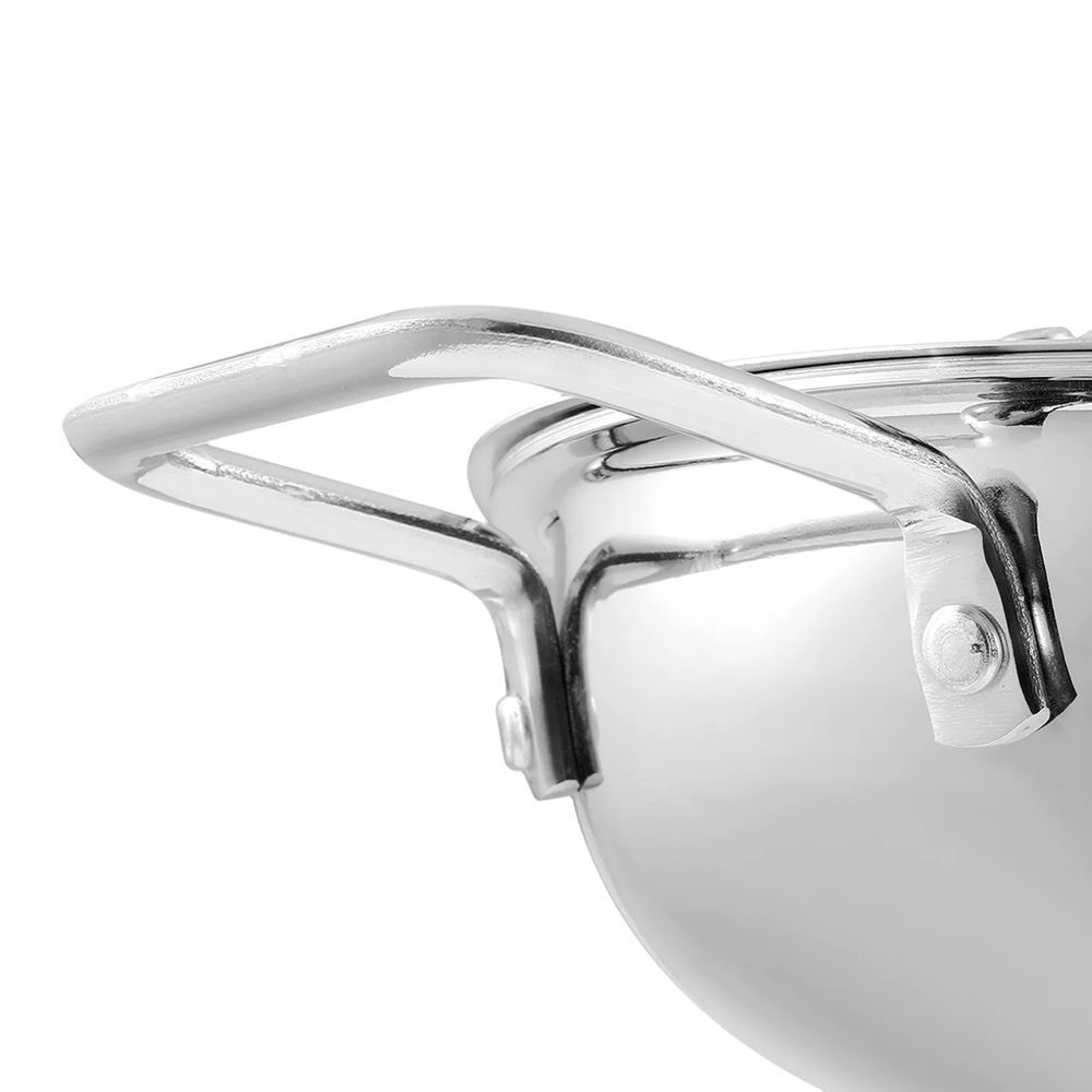 Vinod - Platinum Triply Stainless Steel Extra Deep Kadai With Lid - 3.2 L